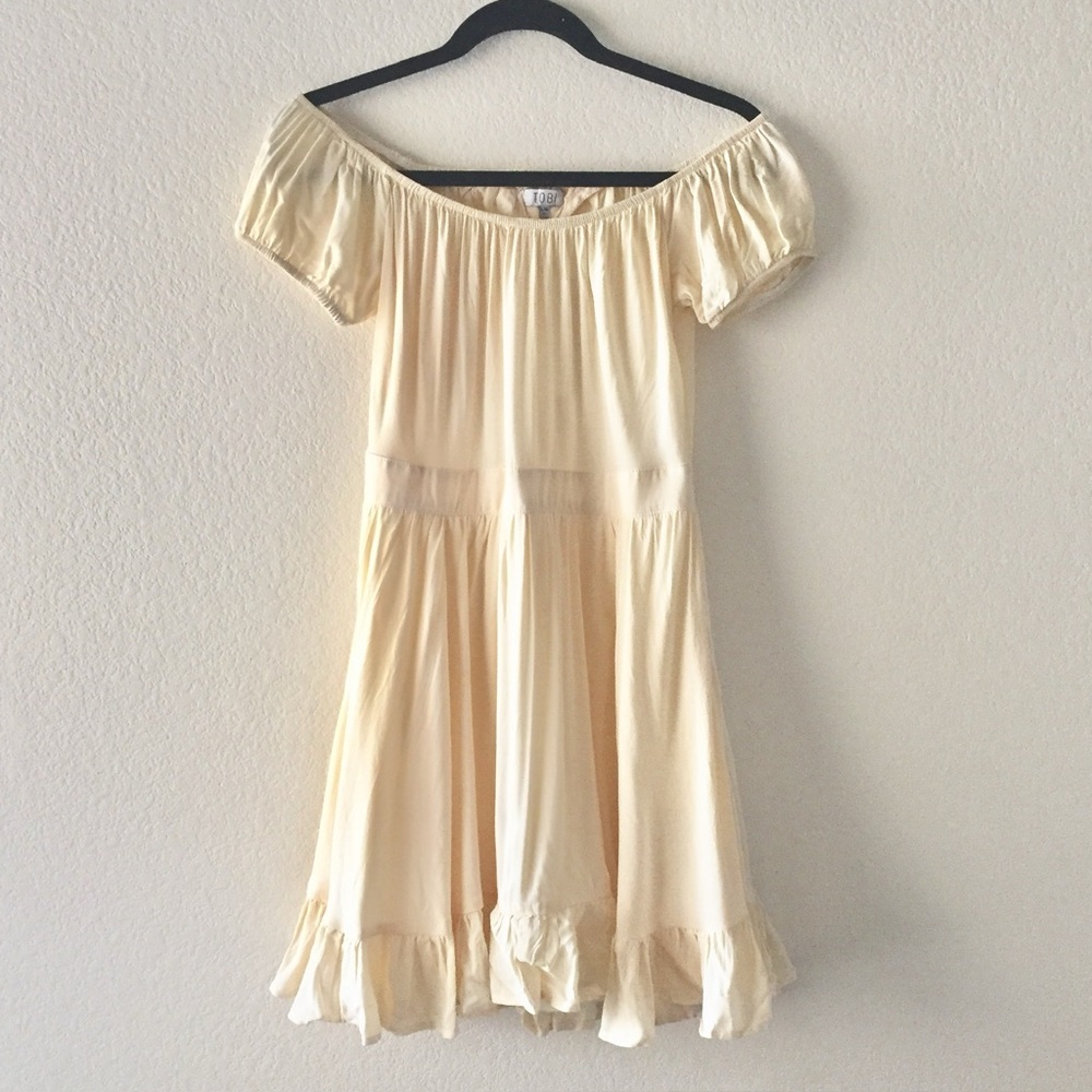 Cream Tobi Open Back Ruffle Skater Dress